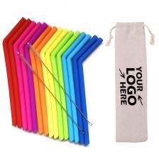 Reusable Silicone Drinking Straws Set